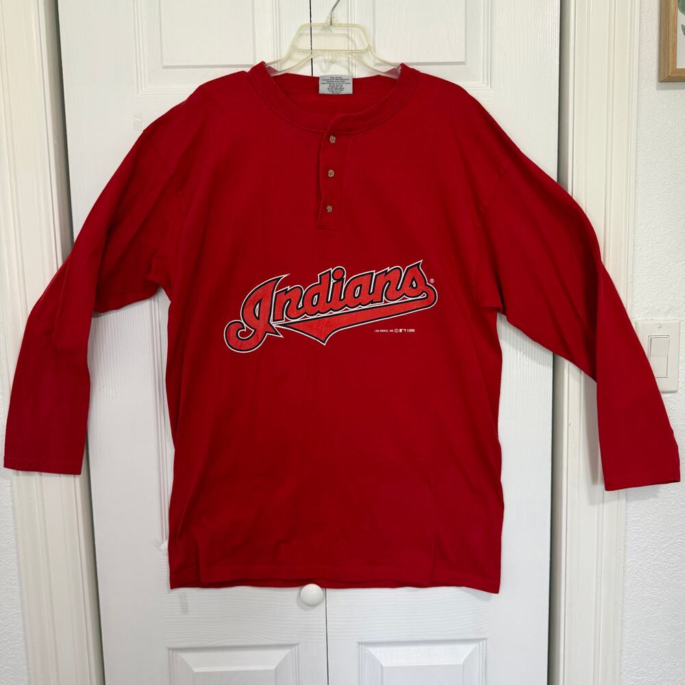 Rare Vintage 90's Genus Cleveland Indians Long Sleeve Shirt Large